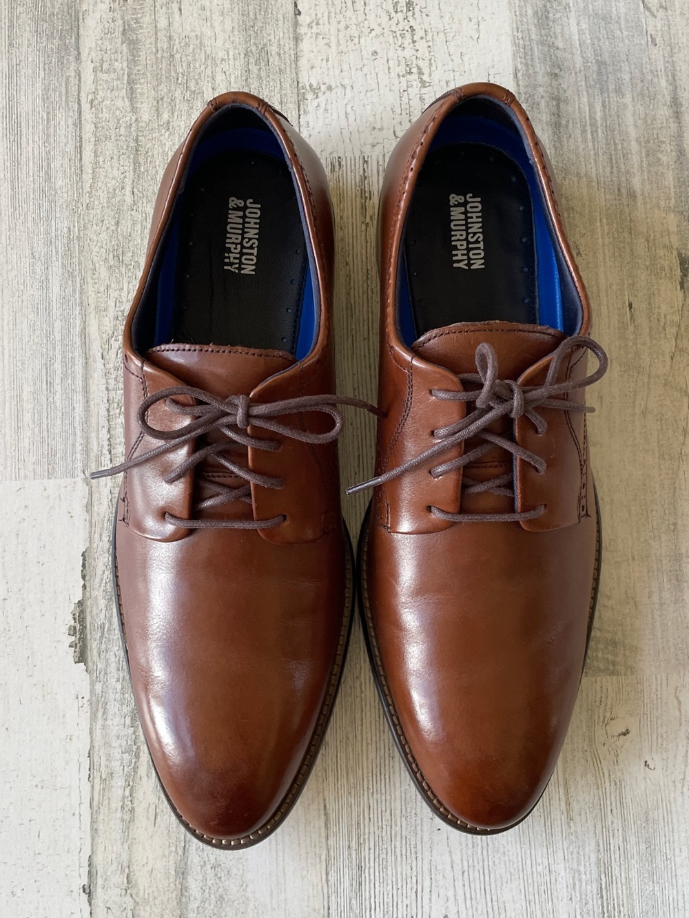 Johnston & Murphy Chestnut Brown Leather Lace-Up Oxfords 9M With Box